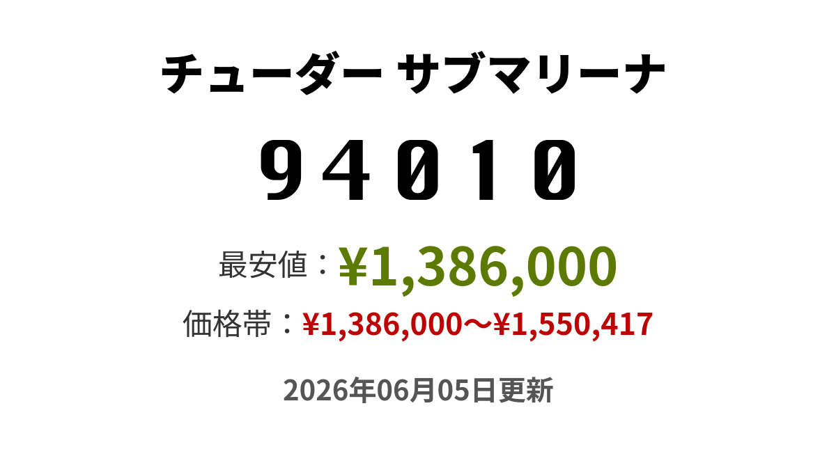 94010の価格・値段 - チューダー サブマリーナ - 腕時計投資.com